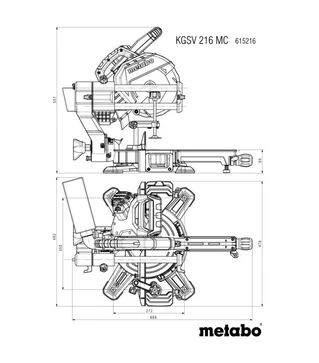Пила торцовочная Metabo KGSV 216 MC, с функцией протяжки и двухсторонним наклоном (615216000)