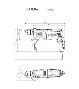 Дрель ударная Metabo SBE 850-2, 850 Вт, ключевой патрон, кейс (600782510)
