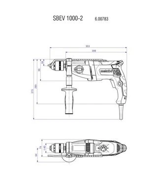 Дрель ударная Metabo SBEV 1000-2 Futuro Plus, 1010 Вт, кейс (600783500)