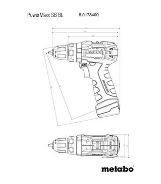 Дриль-шуруповерт ударний акумуляторний Metabo PowerMaxx SB BL, 12 В, кейс (601784500)