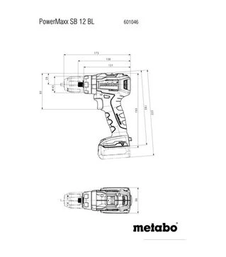 Дриль-шуруповерт ударний акумуляторний Metabo PowerMaxx SB 12 BL, без АКБ та ЗП (601046850)