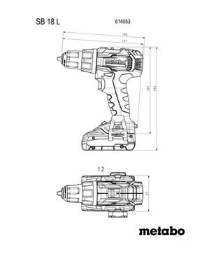 Дриль-шуруповерт ударний акумуляторний Metabo SB 18 L, сумка (614053900)