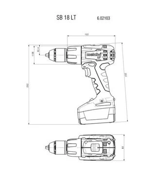 Дриль-шуруповерт ударний акумуляторний Metabo SB 18 LT Compact, 18 В, кейс (602103510)