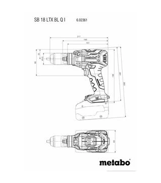 Дриль-шуруповерт ударний акумуляторний Metabo SB 18 LTX BL Q I, 18 В, без АКБ та ЗП (602361840)