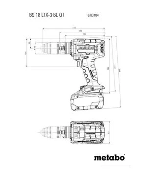 Дриль-шуруповерт акумуляторний Metabo BS 18 LTX-3 BL Q I, без АКБ та ЗП (603184850)