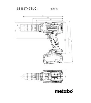 Дриль-шуруповерт ударний акумуляторний Metabo SB 18 LTX-3 BL Q I, 18 В, кейс (603185660)