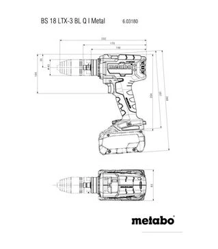 Дриль-шуруповерт акумуляторний Metabo BS 18 LTX-3 BL Q I Metal, 18 В, без АКБ та ЗП (603180840)