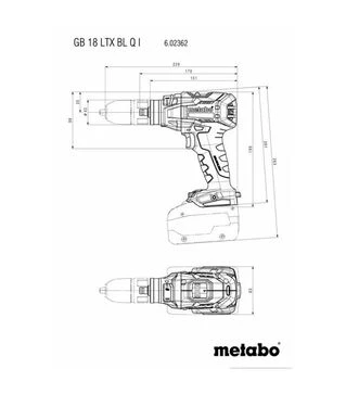 Дриль різьбонарізний акумуляторний Metabo GB 18 LTX BL Q I, 18 В, без АКБ та ЗП (602362850)