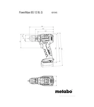 Дриль-шуруповерт акумуляторний Metabo PowerMaxx BS 12 BL Q, 12 В, 2x4 А*Год, кейс (601045800)