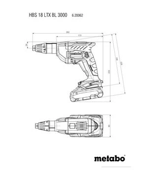 Шуруповерт аккумуляторный Metabo HBS 18 LTX BL 3000, 18 В, 2x2 А*Год, кейс (620062500)