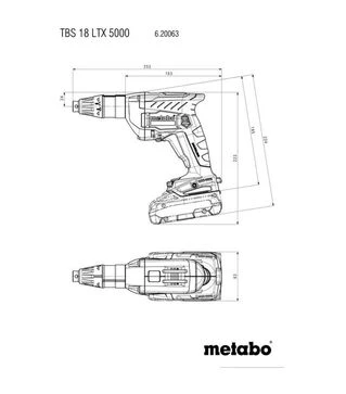 Шурупокрут акумуляторний Metabo TBS 18 LTX BL 5000, 18 В, 2x2 А*Год, кейс (620063500)