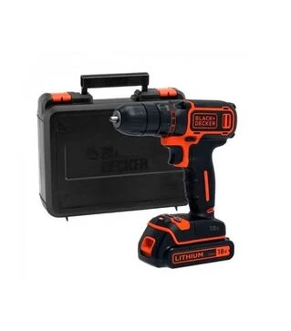 Дрель-шуруповерт аккумуляторный BLACK+DECKER BDCDC18KB, 18 В, 1,5 Агод, в кейсе