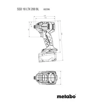 Гайковерт ударний акумуляторний Metabo SSD 18 LTX 200 BL, без АКБ та ЗП (602396890)