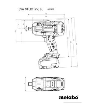 Гайковерт ударний акумуляторний Metabo SSW 18 LTX 1750 BL, 2x5,5 А*Год, кейс (602402660)