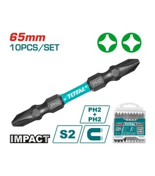 Набір біт TOTAL TACIM16PH233, PH2+PH2, 65 мм,10 шт. (TACIM16PH233)