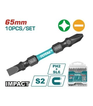 Набір біт TOTAL TACIM16HL133, PH2+SL6, 65 мм, 10 шт. (TACIM16HL133)