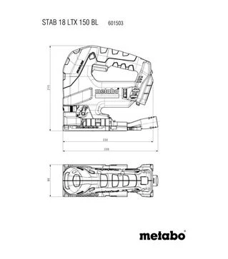 Электролобзик аккумуляторный Metabo STAB 18 LTX 150 BL, без АКБ и ЗУ (601503850)