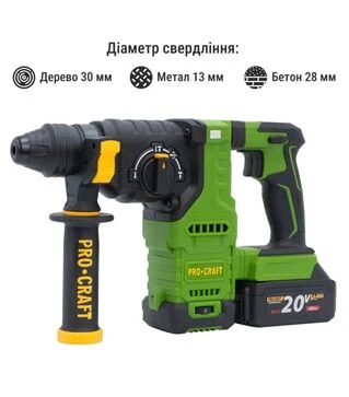 Перфоратор акумуляторний Procraft PHA-30 без АКБ та ЗП, в кейсі (030032)
