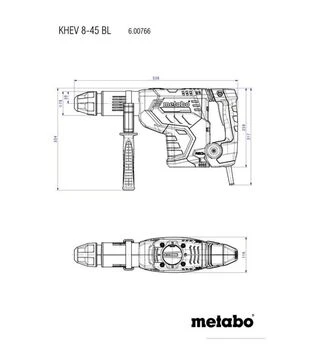 Перфоратор комбинированный Metabo KHEV 8-45 BL, SDS-Max, 1500 Вт, кейс (600766500)