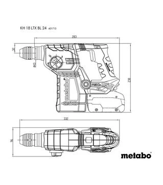 Перфоратор аккумуляторный Metabo KH 18 LTX BL 24, 2x4 А*Год, кейс (601713800)