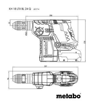Перфоратор акумуляторний Metabo KH 18 LTX BL 24 Q Set ISA, кейс, без АКБ та ЗП (601714900)