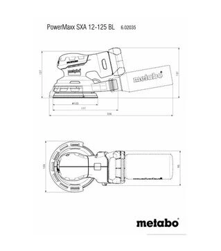 Шлифмашина эксцентриковая аккумуляторная Metabo PowerMaxx SXA 12-125 BL, без АКБ и ЗУ (602035840)