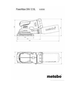 Шлифмашина вибрационная аккумуляторная Metabo PowerMaxx SRA 12 BL, 80x133 мм, без АКБ и ЗУ (602036840)