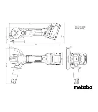 Кутова шліфмашина акумуляторна Metabo W 18 L BL 9-125 + алмазний диск, без АКБ та ЗП (691225000)