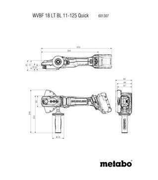 Кутова шліфмашина акумуляторна Metabo WVBF 18 LT BL 11-125 Quick, без АКБ та ЗП (601307840)