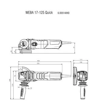 Кутова шліфмашина Metabo WEBA 17-125 Quick, 1700 Вт (600514000)