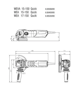 Угловая шлифмашина Metabo WEA 17-150 Quick, 1700 Вт (600535000)