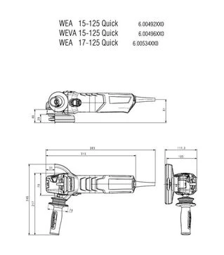Кутова шліфмашина Metabo WEP 17-125 Quick, 1700 Вт, педальний вимикач (600547000)