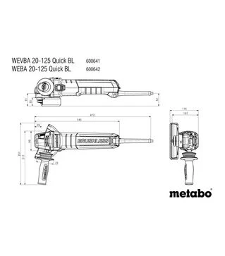 Кутова шліфмашина Metabo WEBA 20-125 Quick BL, 2000 Вт (600642000)