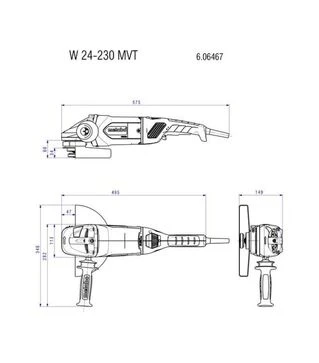 Угловая шлифмашина Metabo W 24-230 MVT, 2400 Вт (606467000)