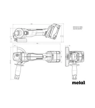 Кутова шліфмашина акумуляторна Metabo W 18 L BL 9-115, без АКБ та ЗП (602373850)