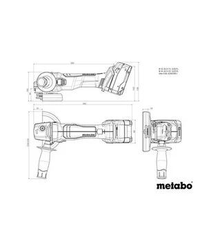 Кутова шліфмашина акумуляторна Metabo W 18 L BL 9-125 + набір дисків, без АКБ та ЗП (691224000)