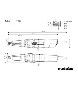 Прямая шлифмашина Metabo G 400, 380 Вт (601052000)