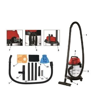 Пилосос будівельний Einhell TC-VC 1812 S, 1250 Вт, 180 мбар (2342370)