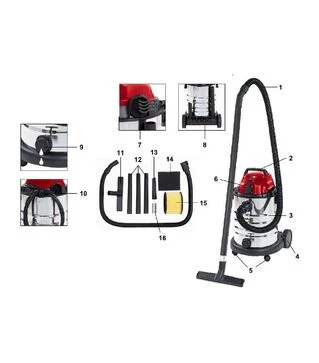 Пилосос будівельний Einhell TC-VC 1930 SA, 1500 Вт, 190 мбар (2342190)