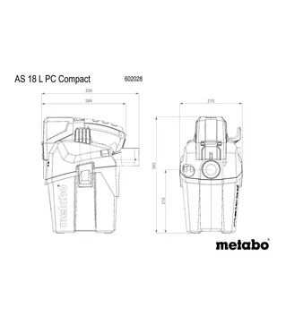 Пылесос строительный аккумуляторный Metabo AS 18 L PC Compact, 18 В, без АКБ и ЗУ (602028850)