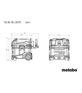 Пилосос будівельний акумуляторний Metabo AS 36-18 L 20 PC, без АКБ та ЗП (602071850)