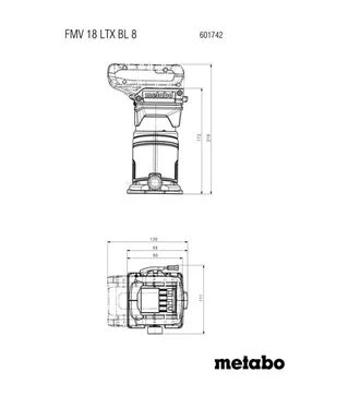 Фрезер аккумуляторный Metabo FMV 18 LTX BL 8, 6/8 мм, без АКБ и ЗУ (601742850)
