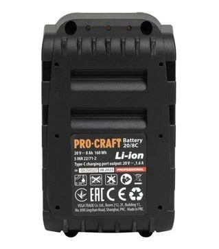 Аккумуляторная батарея ProCraft 20/8С, 20 В, 8 А*ч (30287)