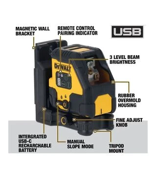 Уровень лазерный линейный DeWALT DCLE14201GB, 45 м (DCLE14201GB)