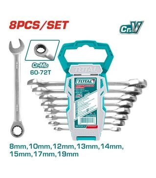 Набір гайкових ключів з храповим механізмом TOTAL THT102RK086, 8 шт. (THT102RK086)