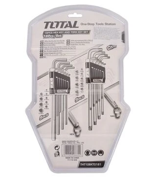 Набір шестигранних ключів TOTAL THT106KT0181 +TORX, 18 шт. (THT106KT0181)