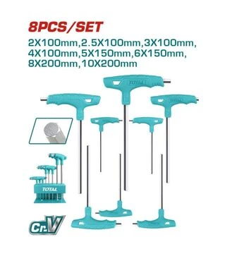 Набір шестигранних ключів TOTAL THHW80816, Т-подібна рукоятка, 8 шт. (THHW80816)