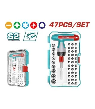 Набор отверток TOTAL TACSD30476 Т-образная отвертка, биты, торцевые головки, 47 шт. (TACSD30476)