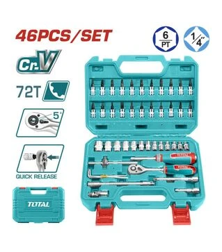 Набор ключей, TOTAL THT141462, торцевые головки, 1/4", 46 шт. (THT141462)