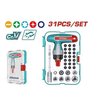 Набор TOTAL TACSD30476 Т-образная отвертка, биты, торцевые головки, 31 шт. (TACSD30316)